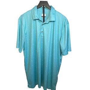 Greg Norman Mens playdry blue golf polo.  Size XL.  Tee and golf ball print.